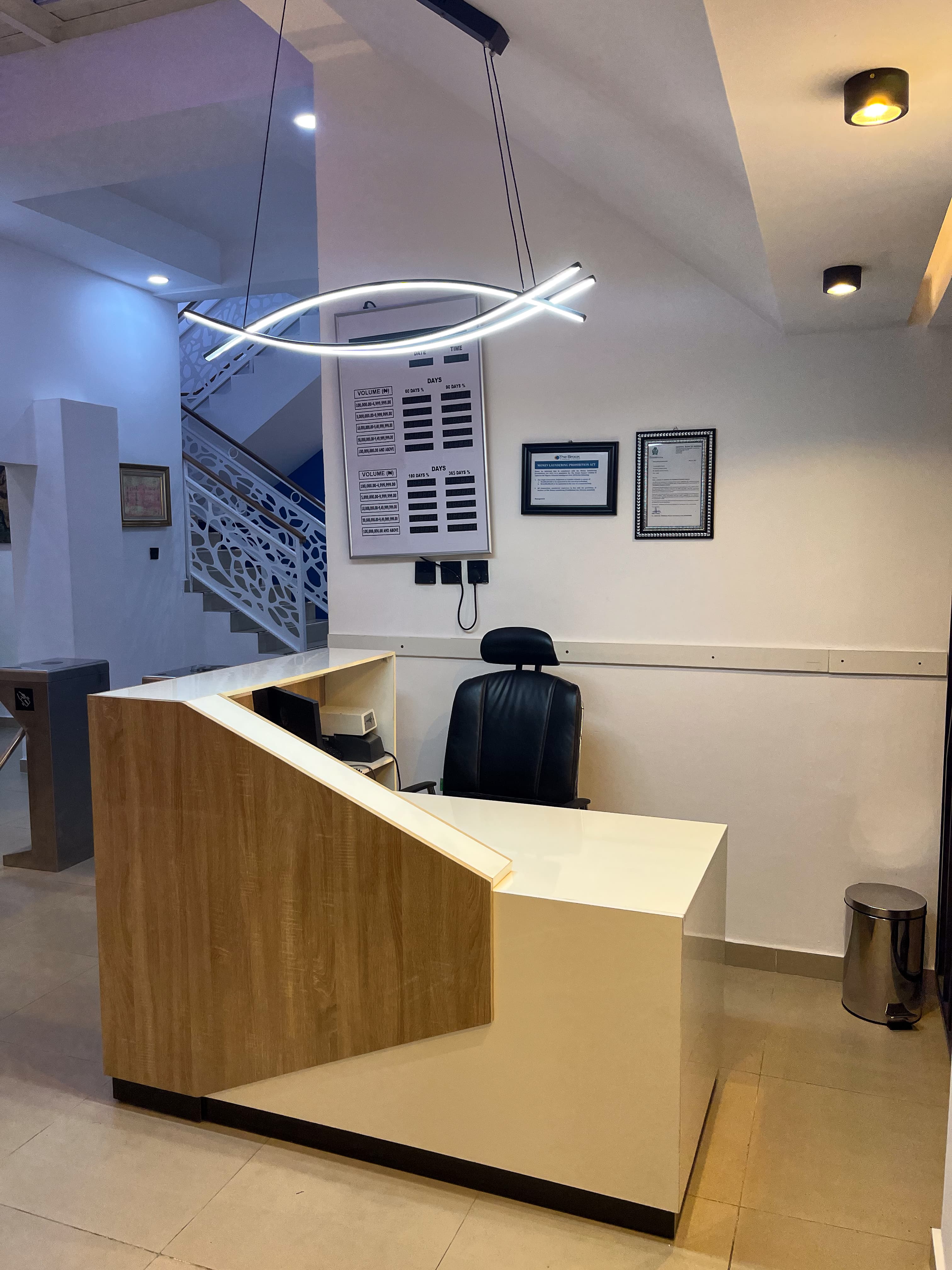 The Brook Finance private offices and collaboration zones — corporate interior Lagos