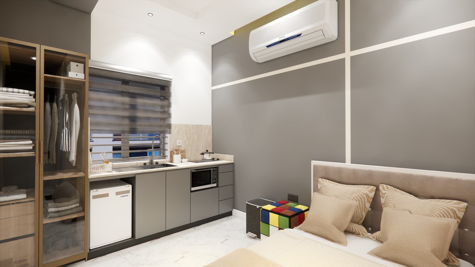 Sun Planet Co modern apartment design — kitchen and living area Nigeria