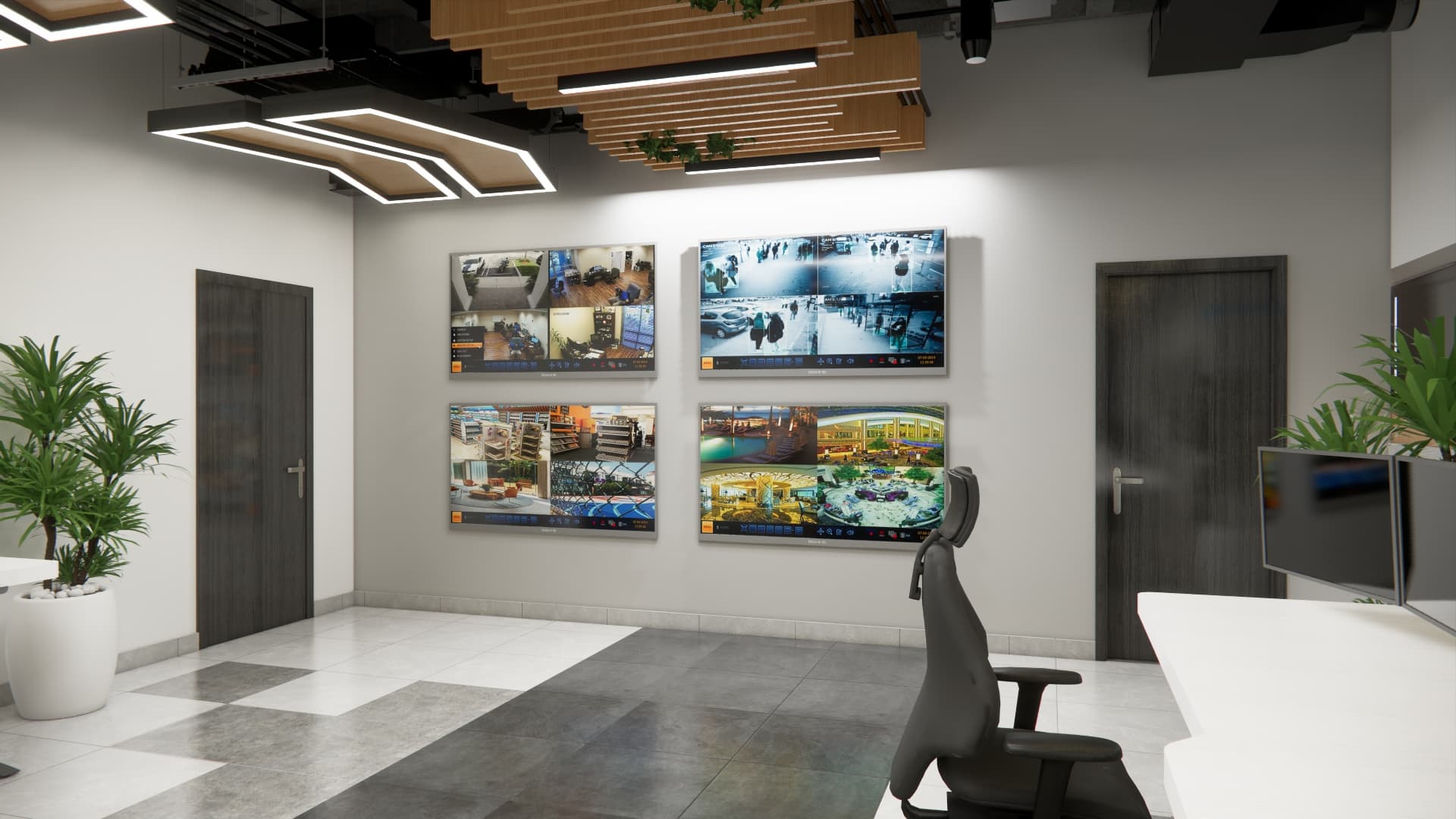 Chevron Deep Waters office workstation detail — acoustic partitions and cable management Lagos