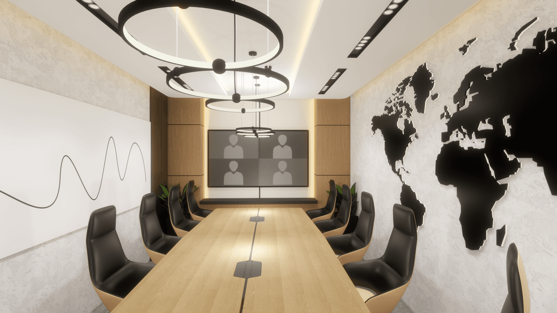 Chevron Deep Waters geometric ceiling and energy-efficient LED lighting design Lagos