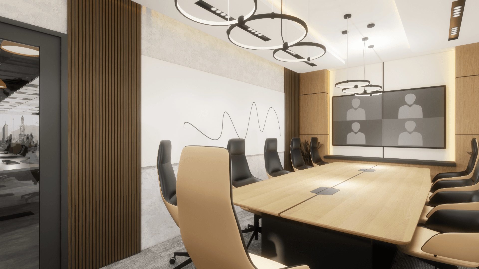 Chevron Deep Waters commercial flooring and material finishes — office fit-out Lagos